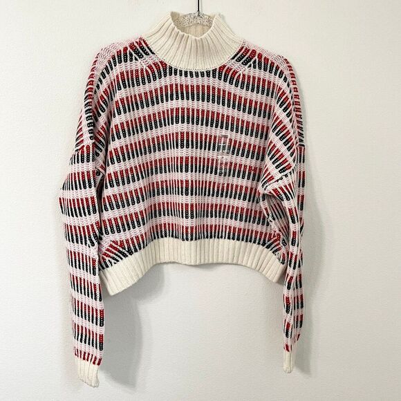 Tommy Jeans Women's Multi Plaited Sweater Wool Blend White/Multi Size M NWT - Picture 3 of 12